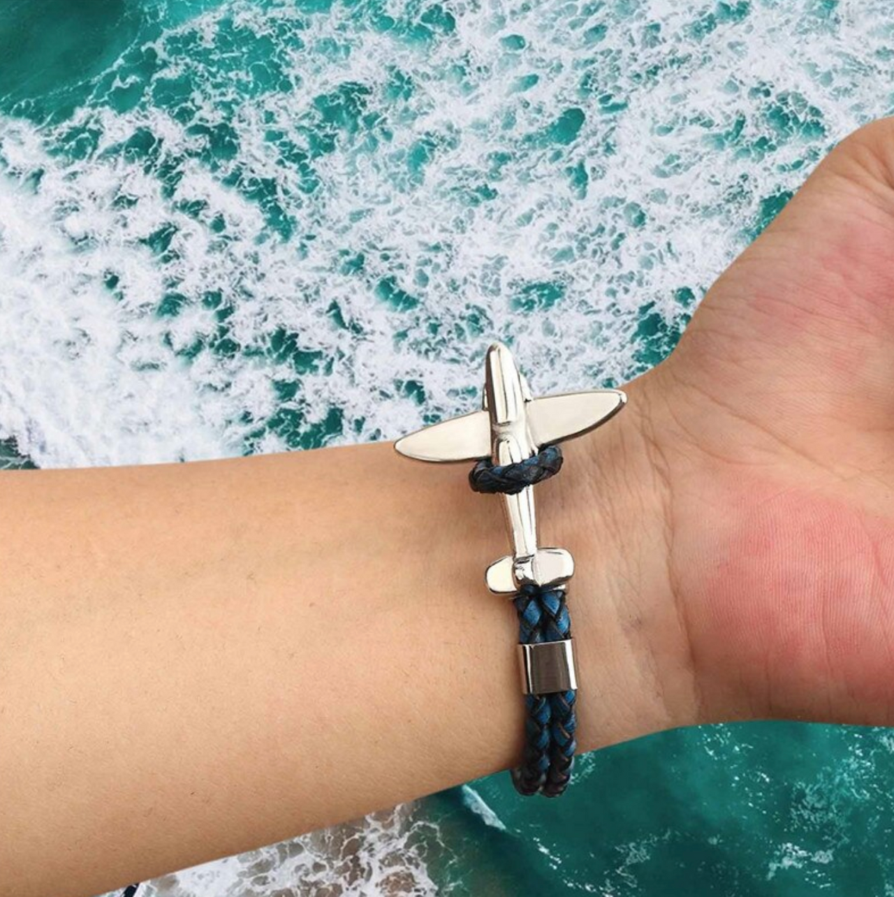 Small Airplane Designed Leather Bracelets