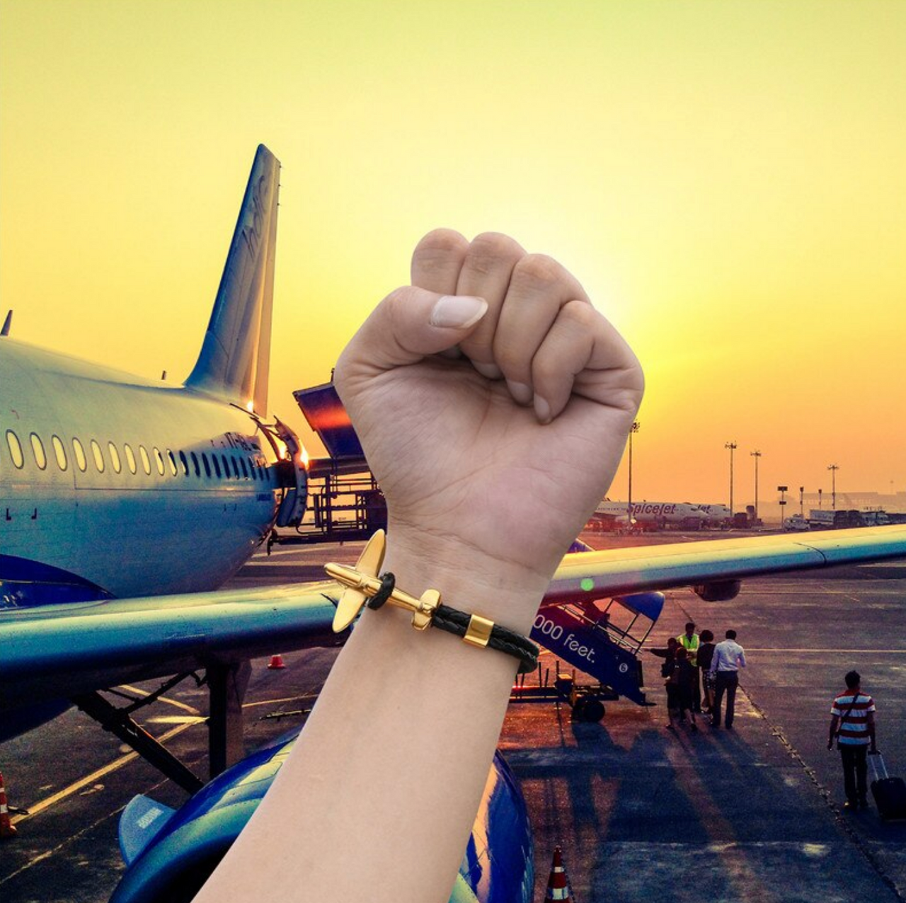 Small Airplane Designed Leather Bracelets