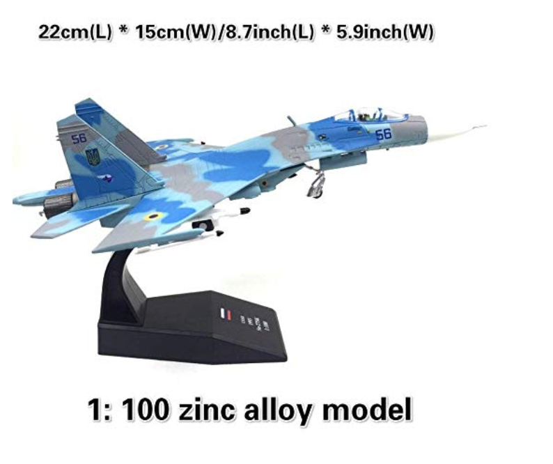 1/100 Scale Russia SU-27 Flanker Fighter Military Airplane Model