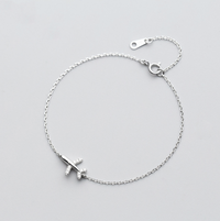 Thumbnail for 925 Solid Real Sterling Silver Airplane Shape Bracelet