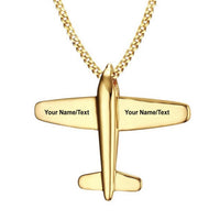 Thumbnail for Customizable Airplane Shape Gold Colour Stainless Steel Necklace