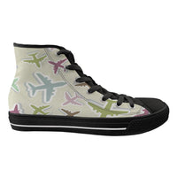 Thumbnail for Seamless 3D Airplanes Designed Long Canvas Shoes (Women)