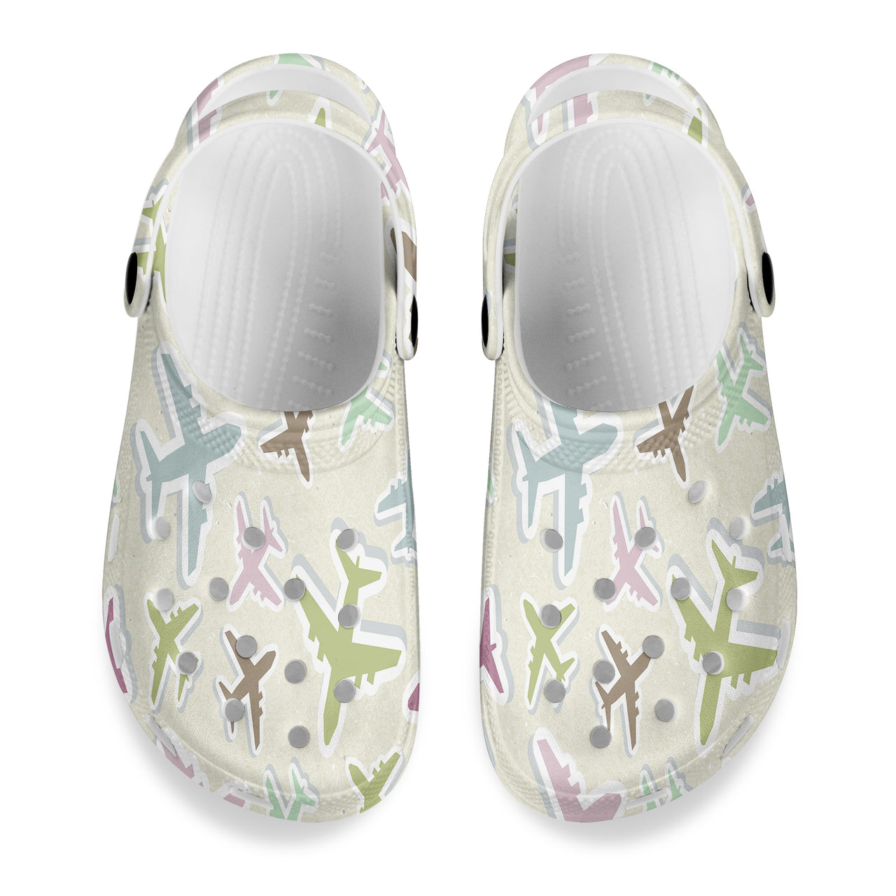 Seamless 3D Airplanes Designed Hole Shoes & Slippers (WOMEN)