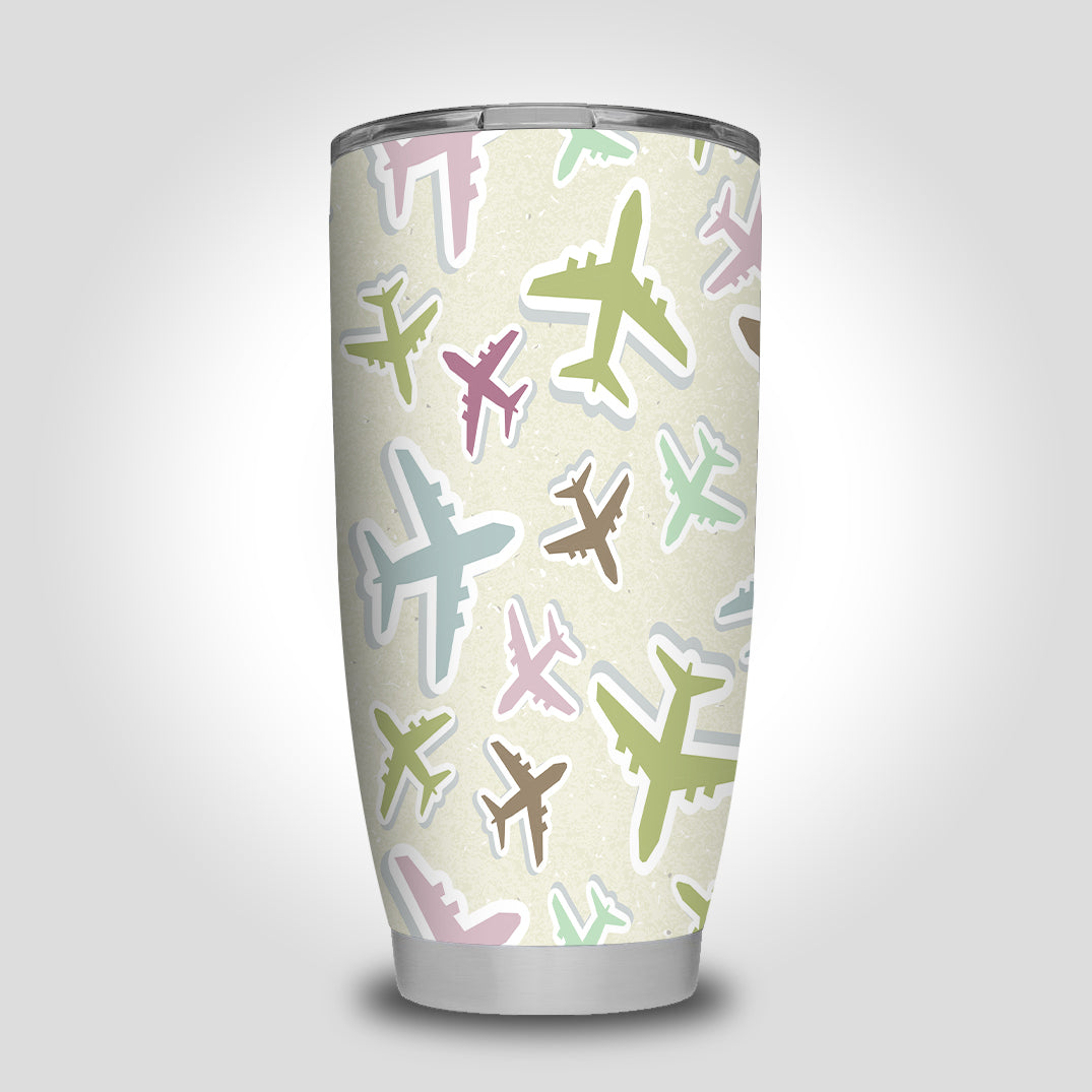 Seamless 3D Airplanes Designed Tumbler Travel Mugs