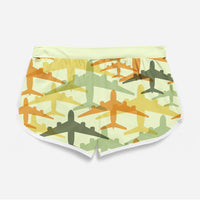 Thumbnail for Seamless Colourful Airplanes Designed Women Beach Style Shorts