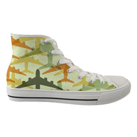 Thumbnail for Seamless Colourful Airplanes Designed Long Canvas Shoes (Men)