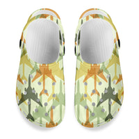 Thumbnail for Seamless Colourful Airplanes Designed Hole Shoes & Slippers (WOMEN)
