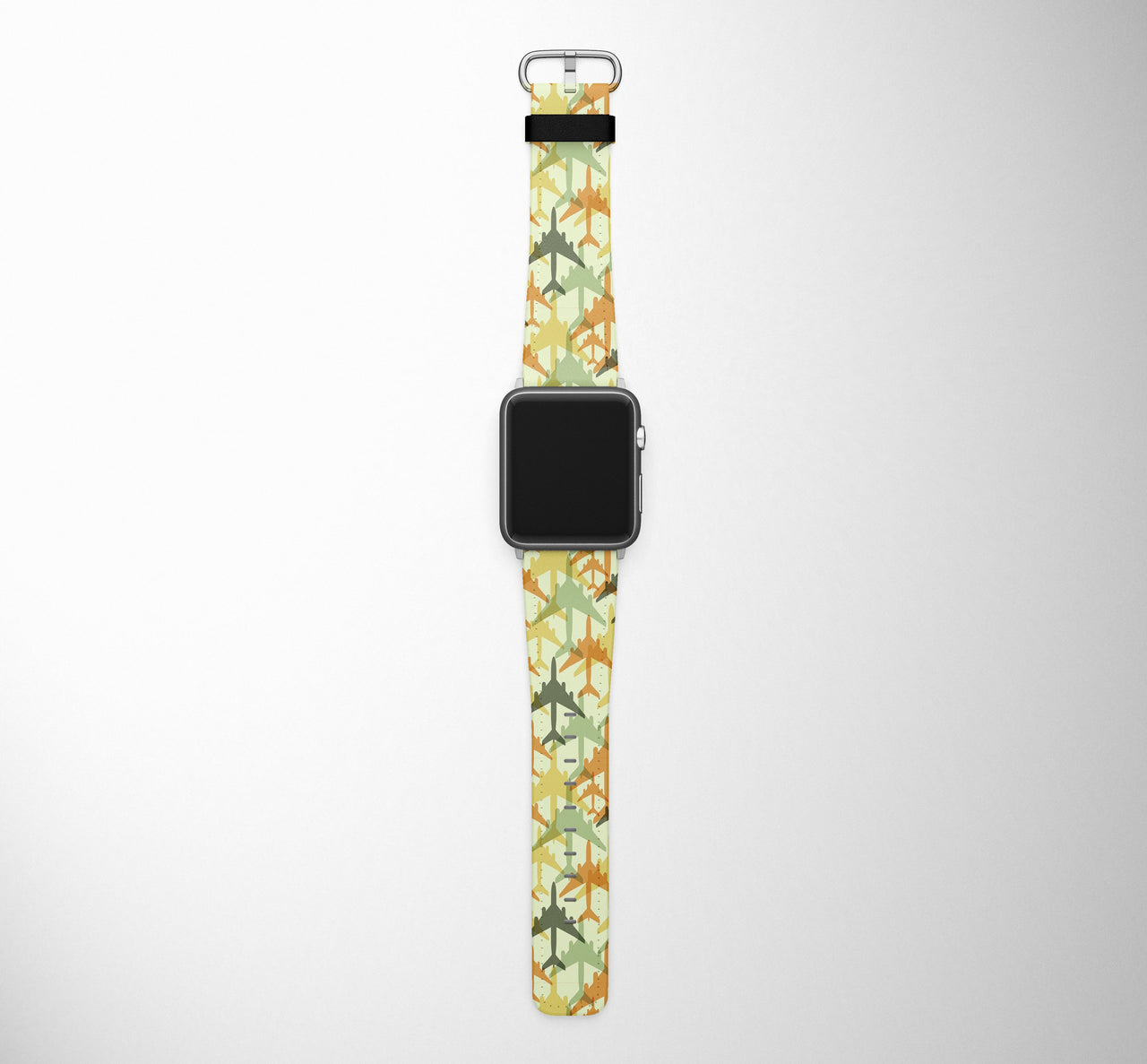 Seamless Colourful Airplanes Designed Leather Apple Watch Straps