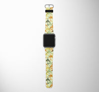 Thumbnail for Seamless Colourful Airplanes Designed Leather Apple Watch Straps