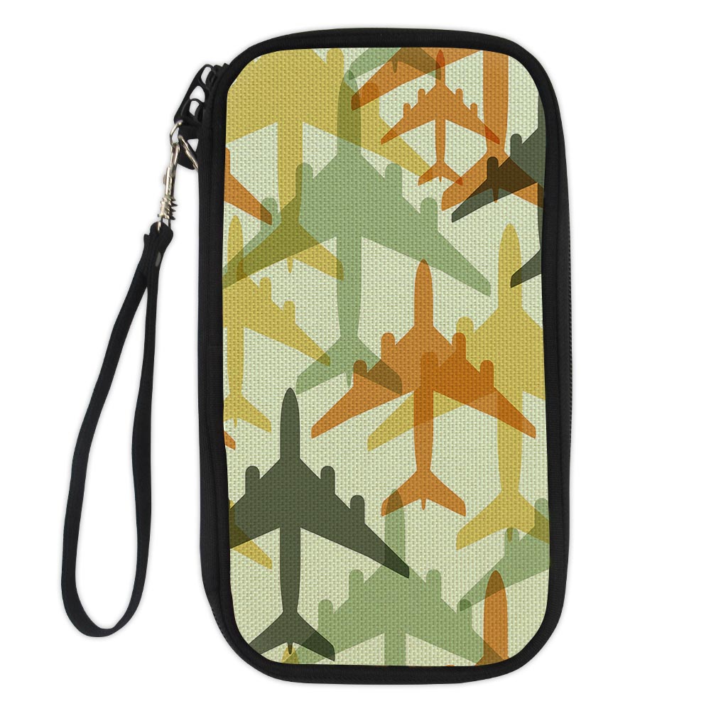 Seamless Colourful Airplanes Designed Travel Cases & Wallets