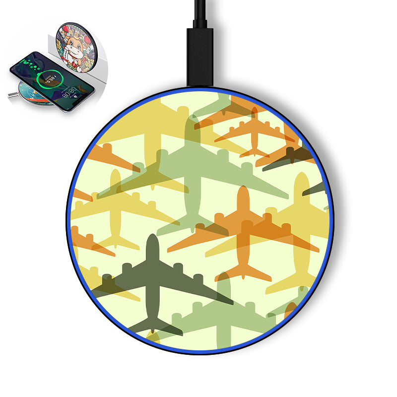 Seamless Colourful Airplanes Designed Wireless Chargers