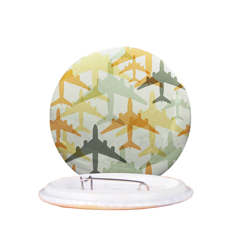 Seamless Colourful Airplanes Designed Pins