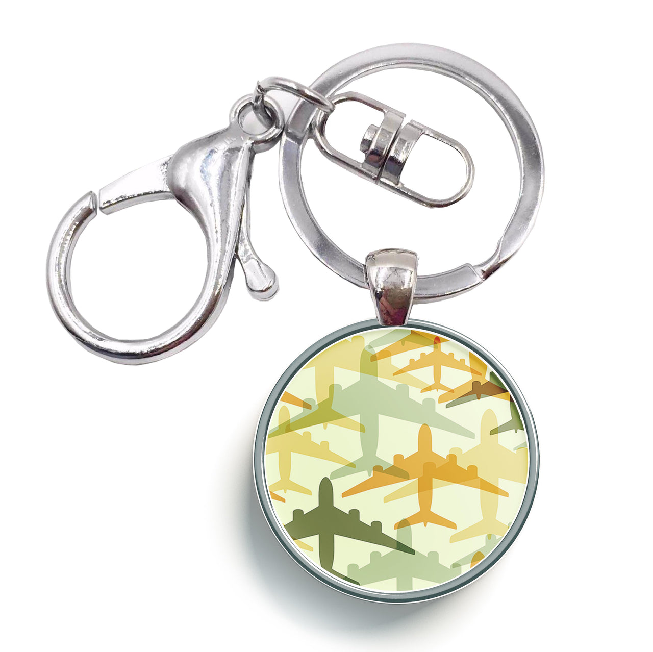 Seamless Colourful Airplanes Designed Circle Key Chains