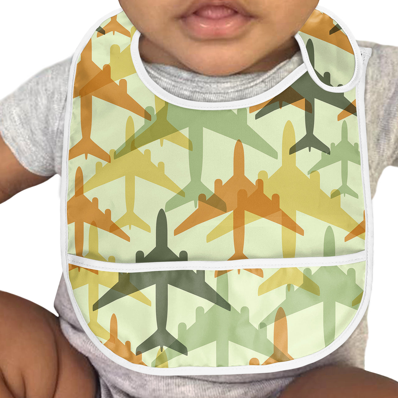 Seamless Colourful Airplanes Designed Baby Bib