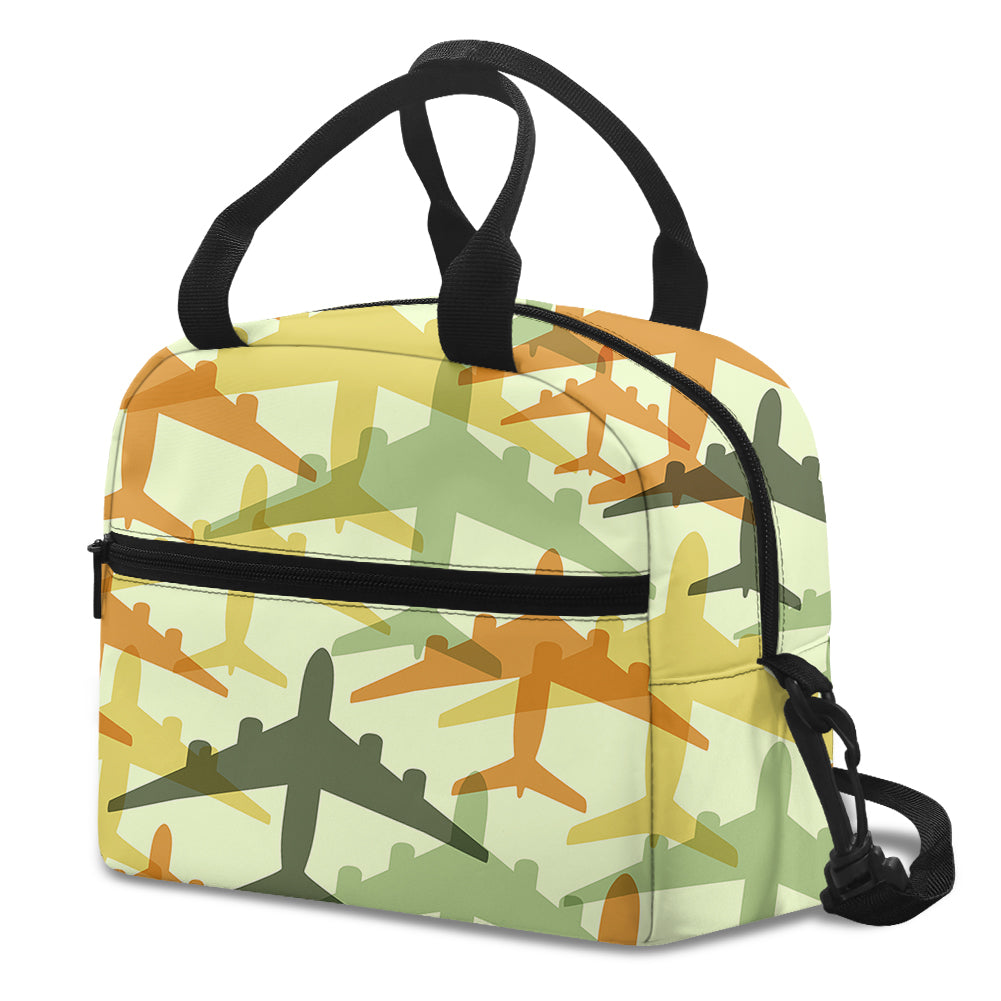 Seamless Colourful Airplanes Designed Lunch Bags
