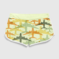 Thumbnail for Seamless Colourful Airplanes Designed Women Beach Style Shorts