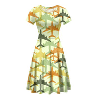 Thumbnail for Seamless Colourful Airplanes Designed Women Midi Dress