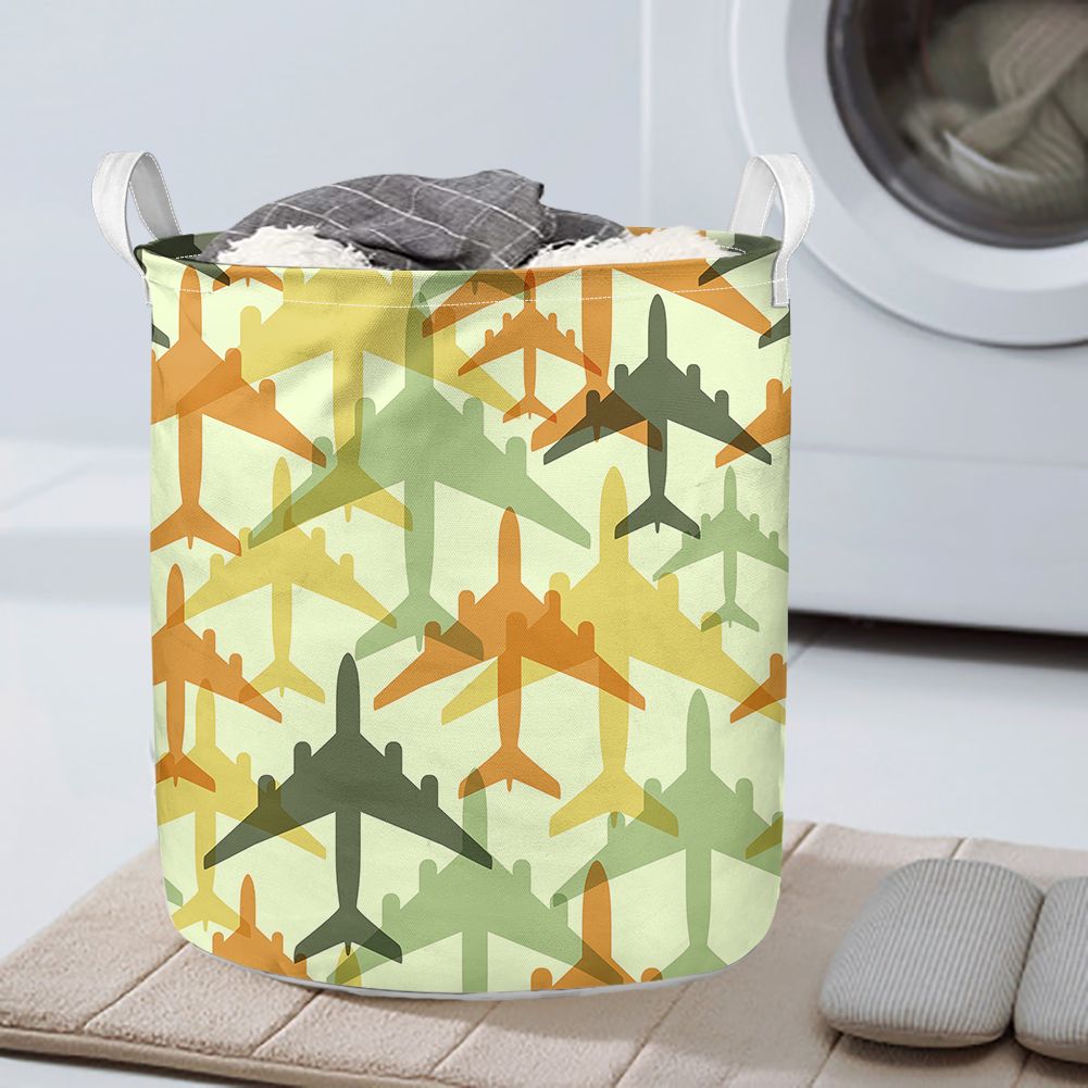 Seamless Colourful Airplanes Designed Laundry Baskets