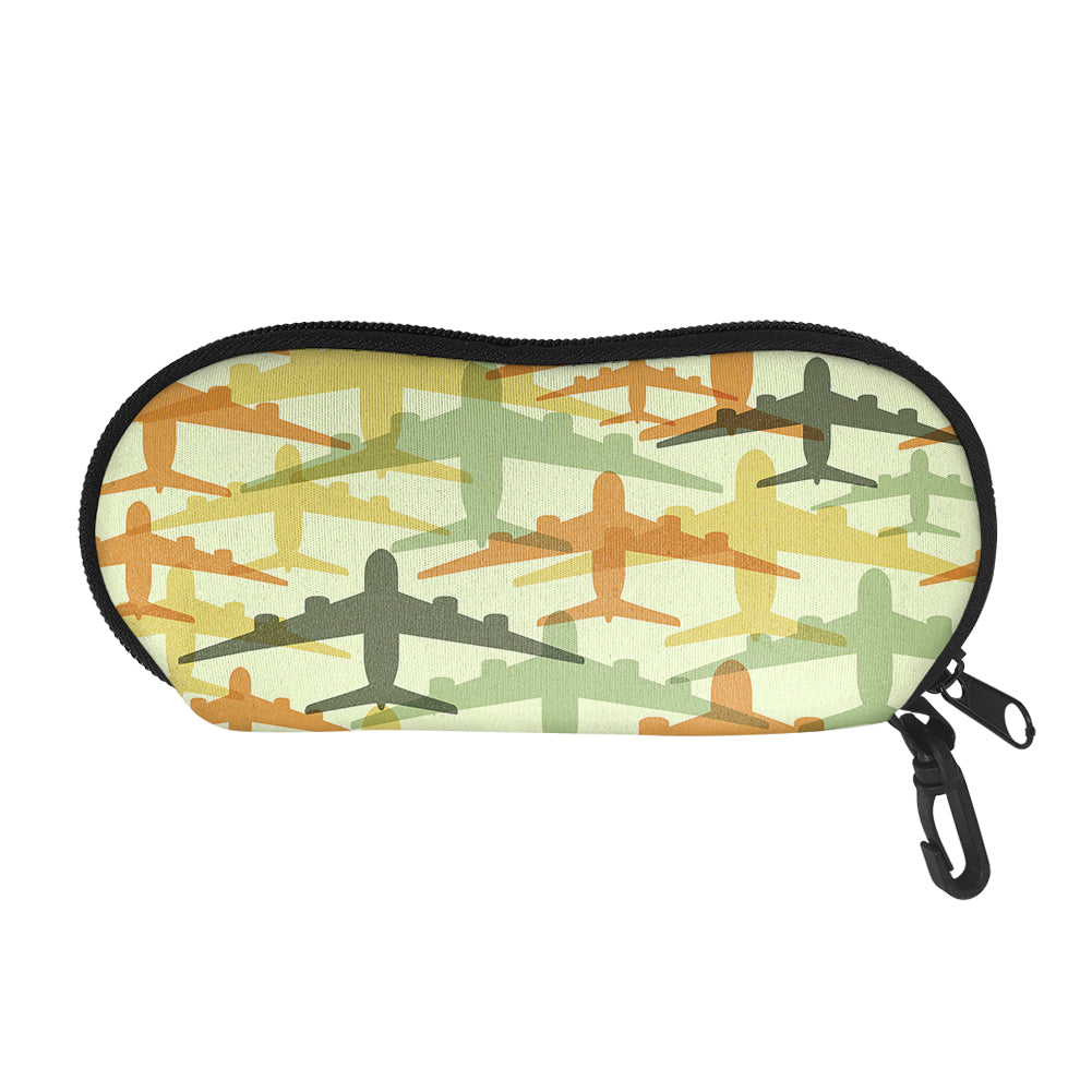 Seamless Colourful Airplanes Designed Glasses Bag