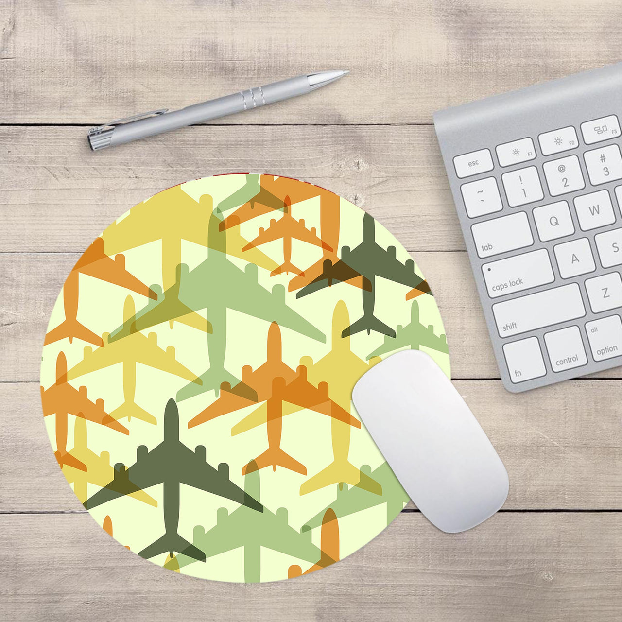 Seamless Colourful Airplanes Designed Mouse Pads