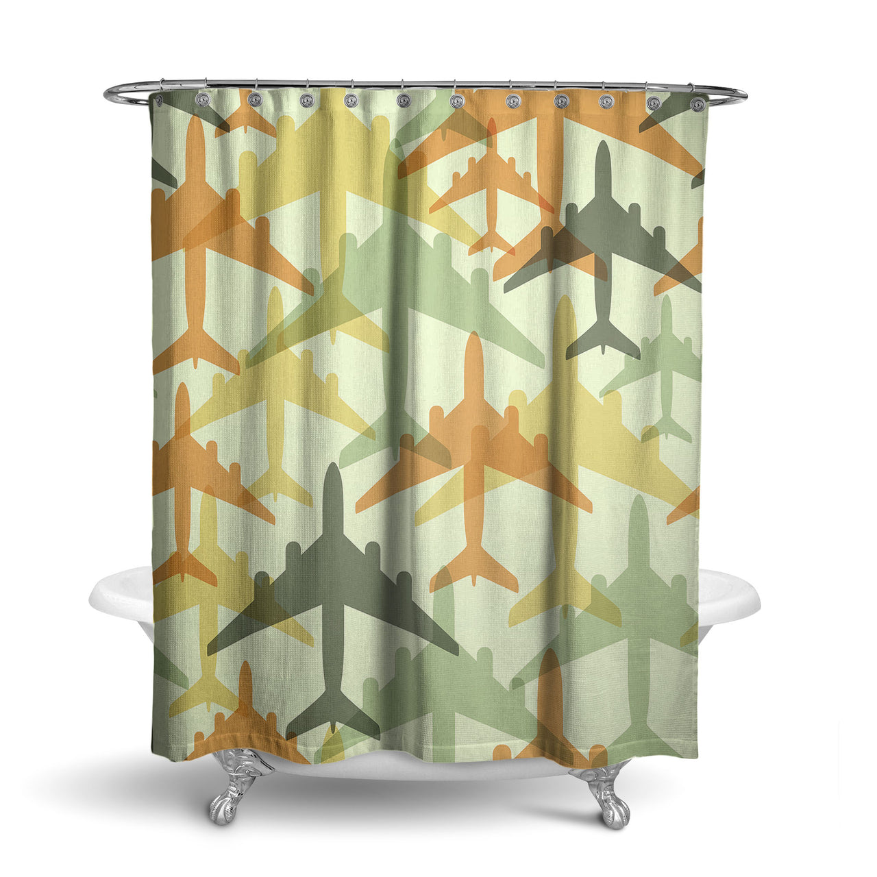 Seamless Colourful Airplanes Designed Shower Curtains