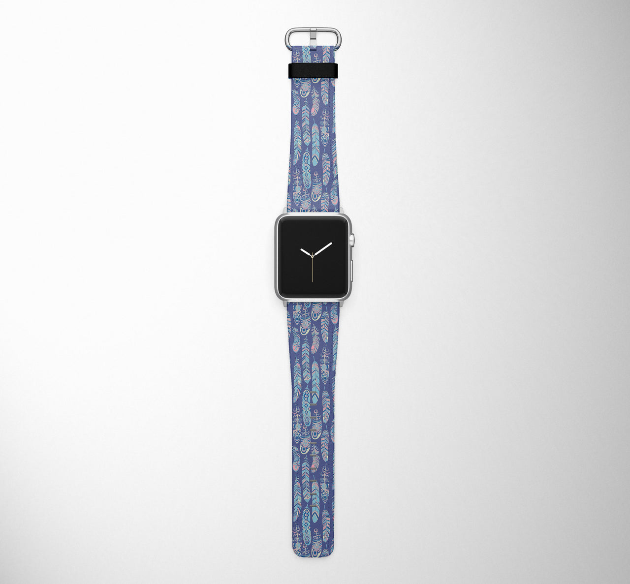 Seamless Ethnic Feathers Designed Leather Apple Watch Straps
