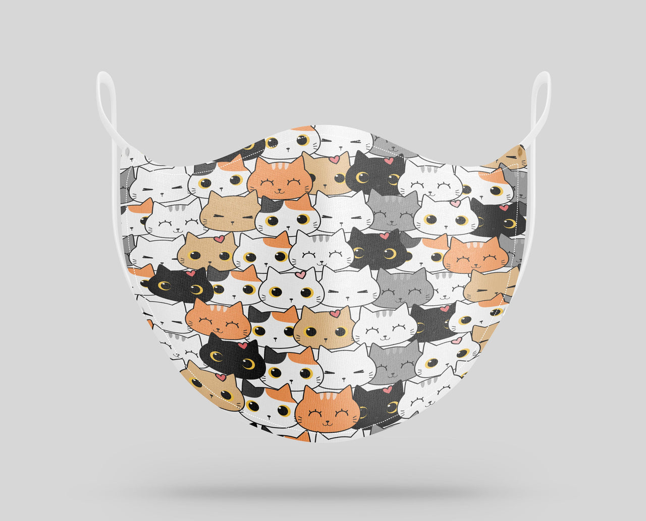 Seamless Funny Cats Designed Face Masks