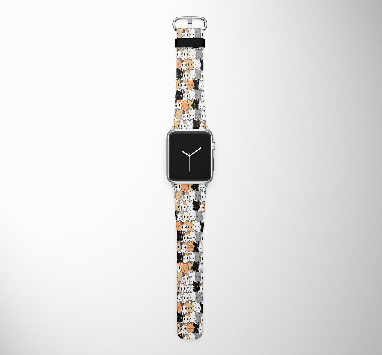 Seamless Funny Cats Designed Leather Apple Watch Straps
