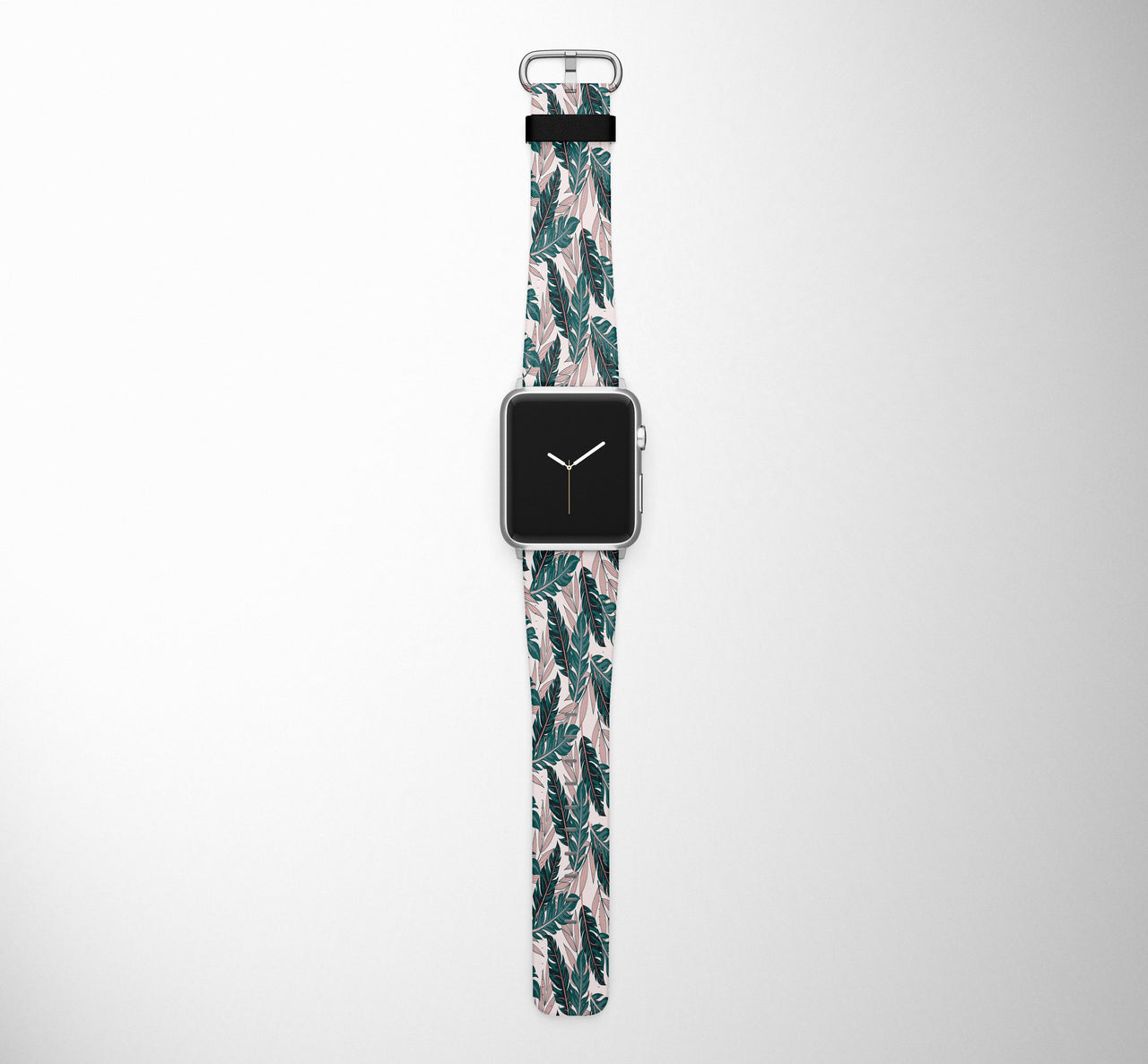 Seamless Palm Leafs Designed Leather Apple Watch Straps