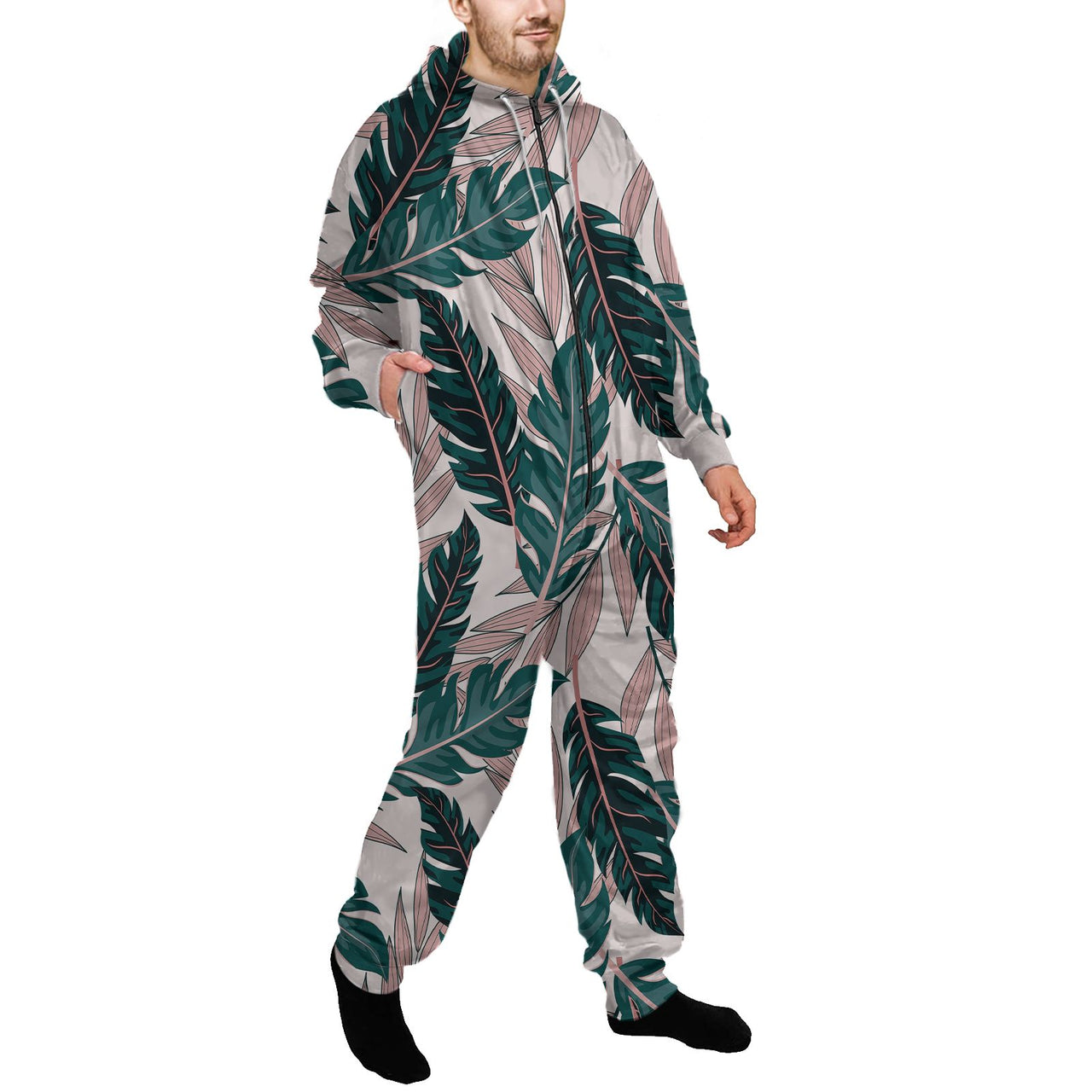 Seamless Palm Leafs Designed Jumpsuit for Men & Women
