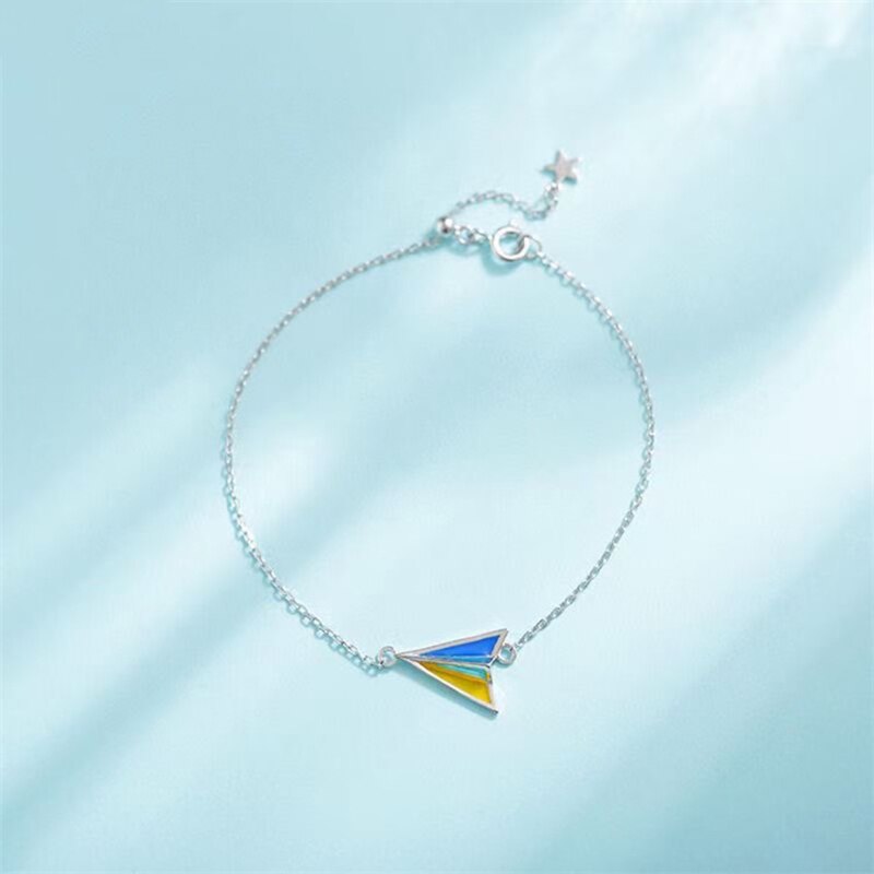 Silver Paper Airplane Aircraft Bracelet