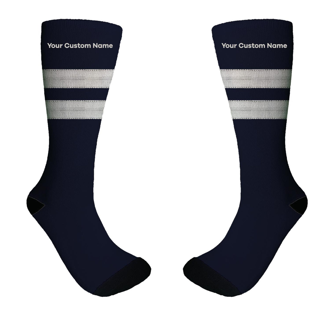 Pilot Epaulette (Silver) 2 Lines + NAME Designed Socks