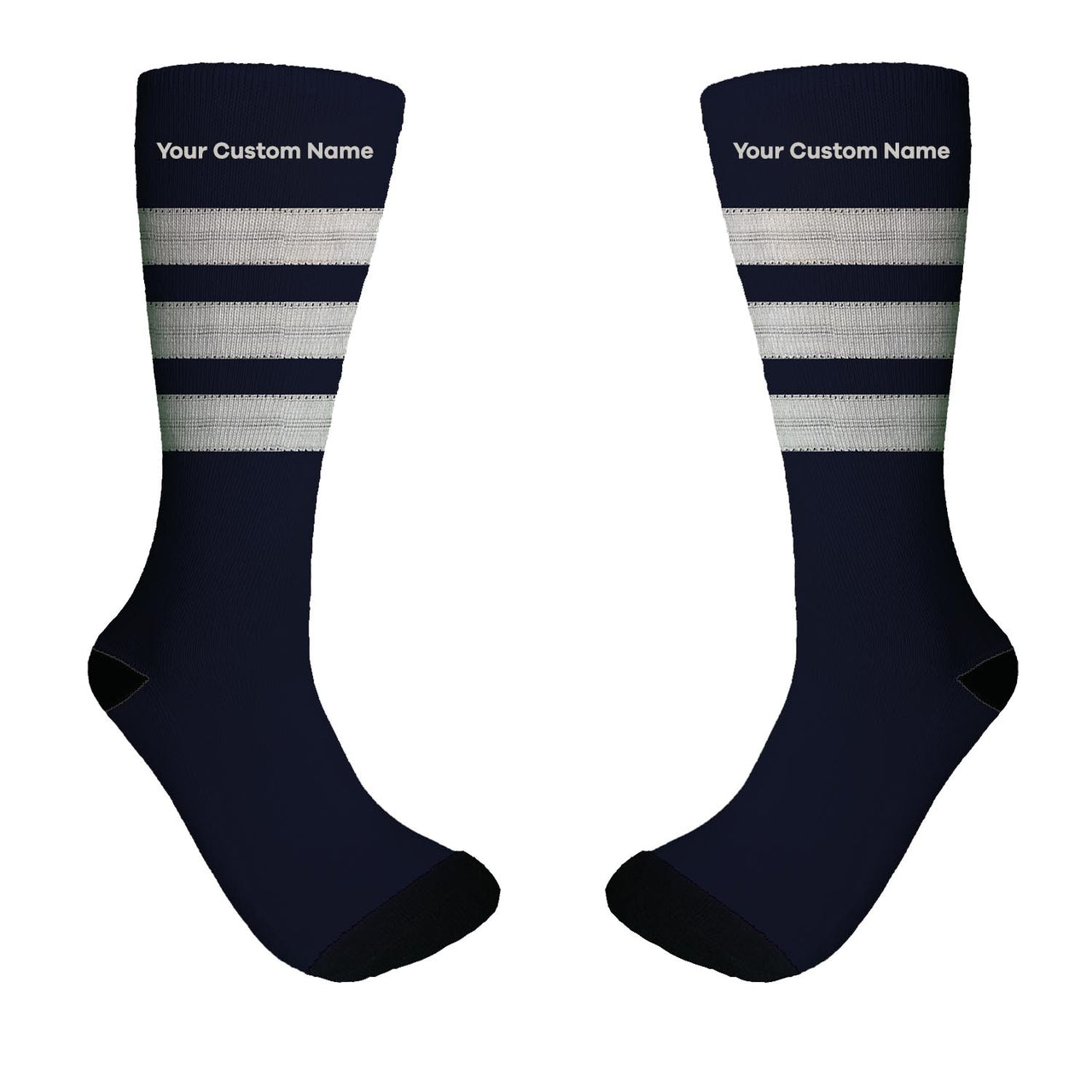Pilot Epaulette (Silver) 3 Lines + NAME Designed Socks