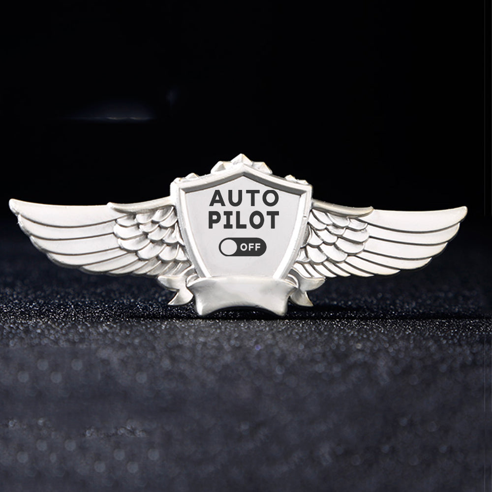 Auto Pilot Off Designed Badges