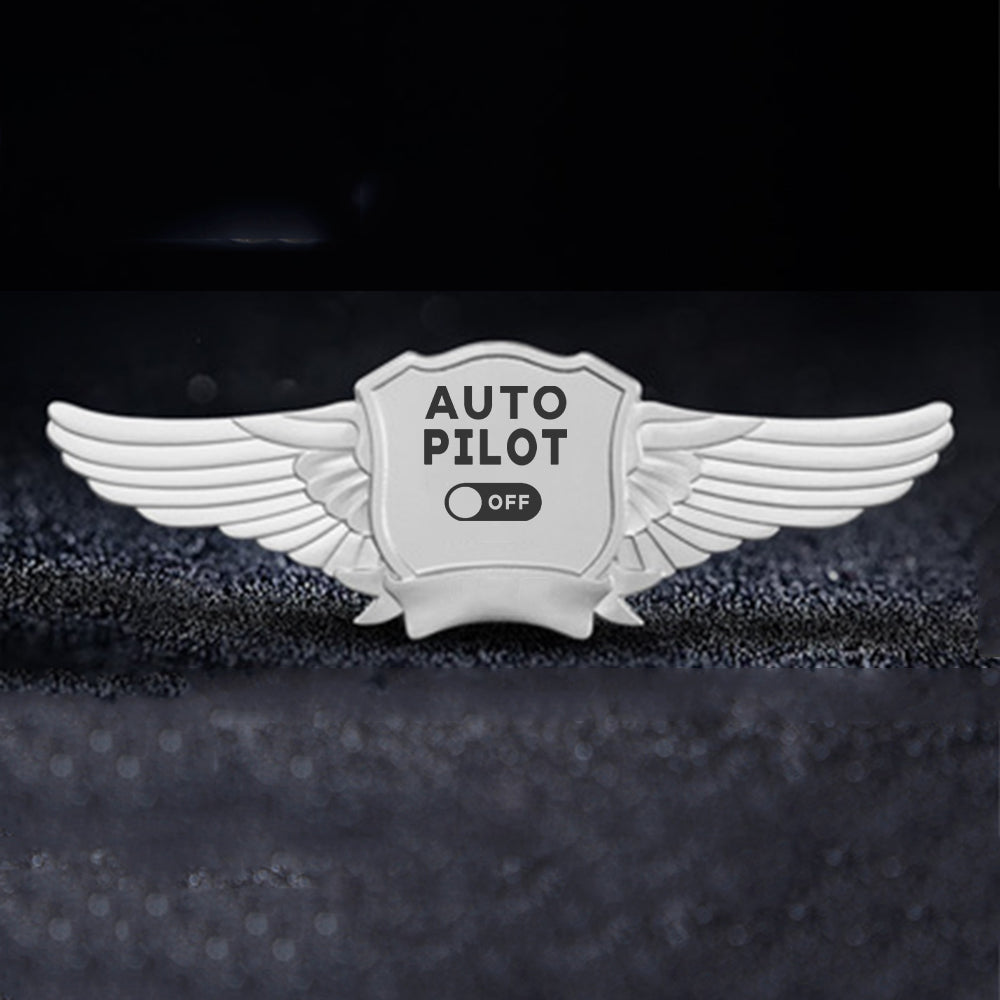 Auto Pilot Off Designed Badges