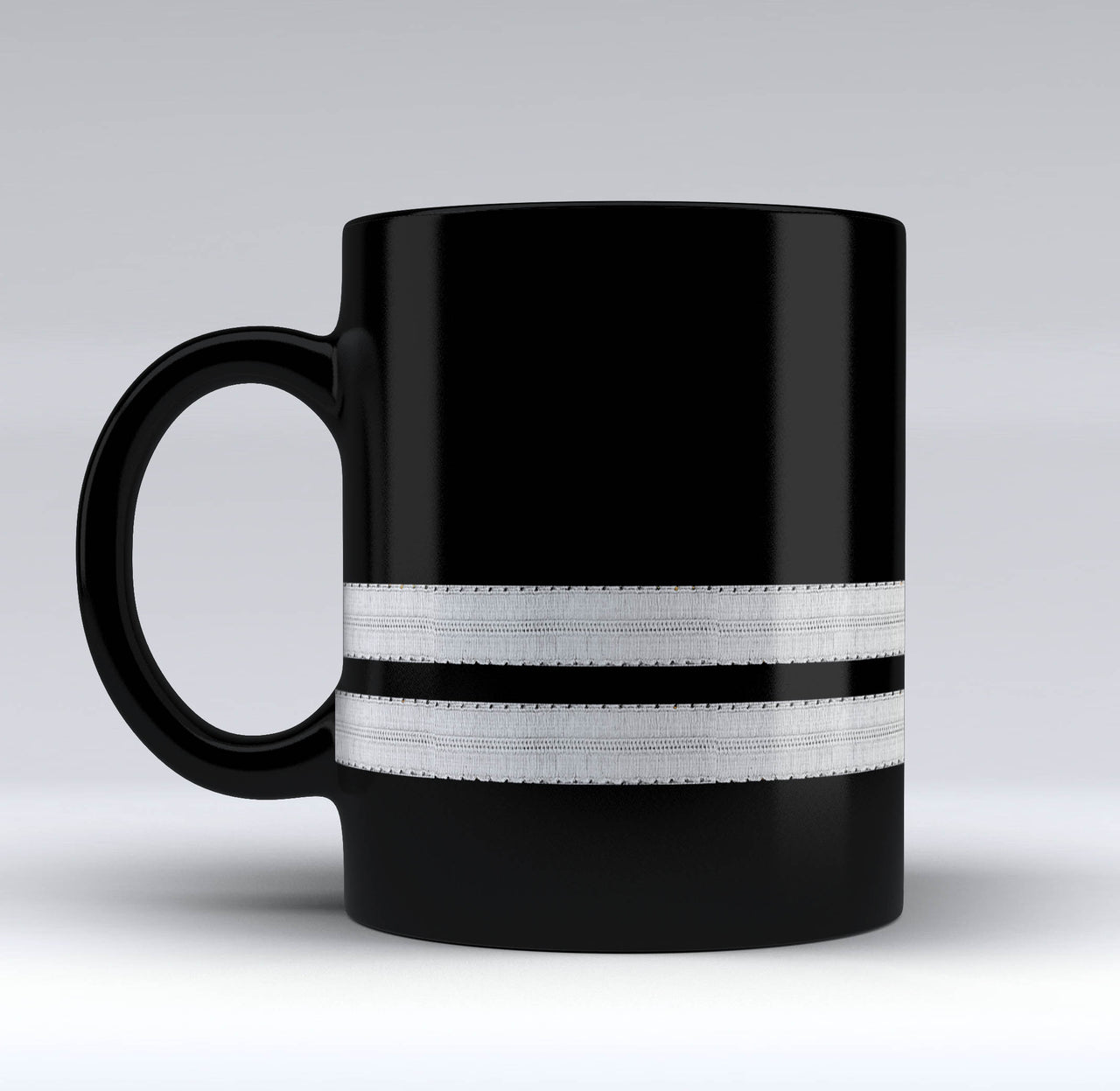 Silver Pilot Epaulettes Designed Black Mugs