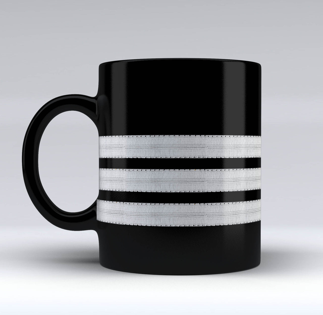 Silver Pilot Epaulettes Designed Black Mugs