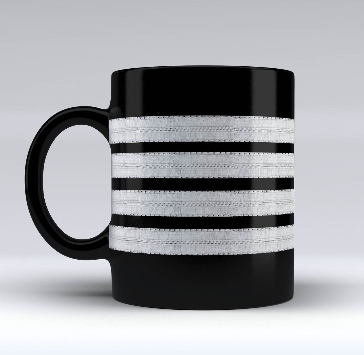Silver Pilot Epaulettes Designed Black Mugs