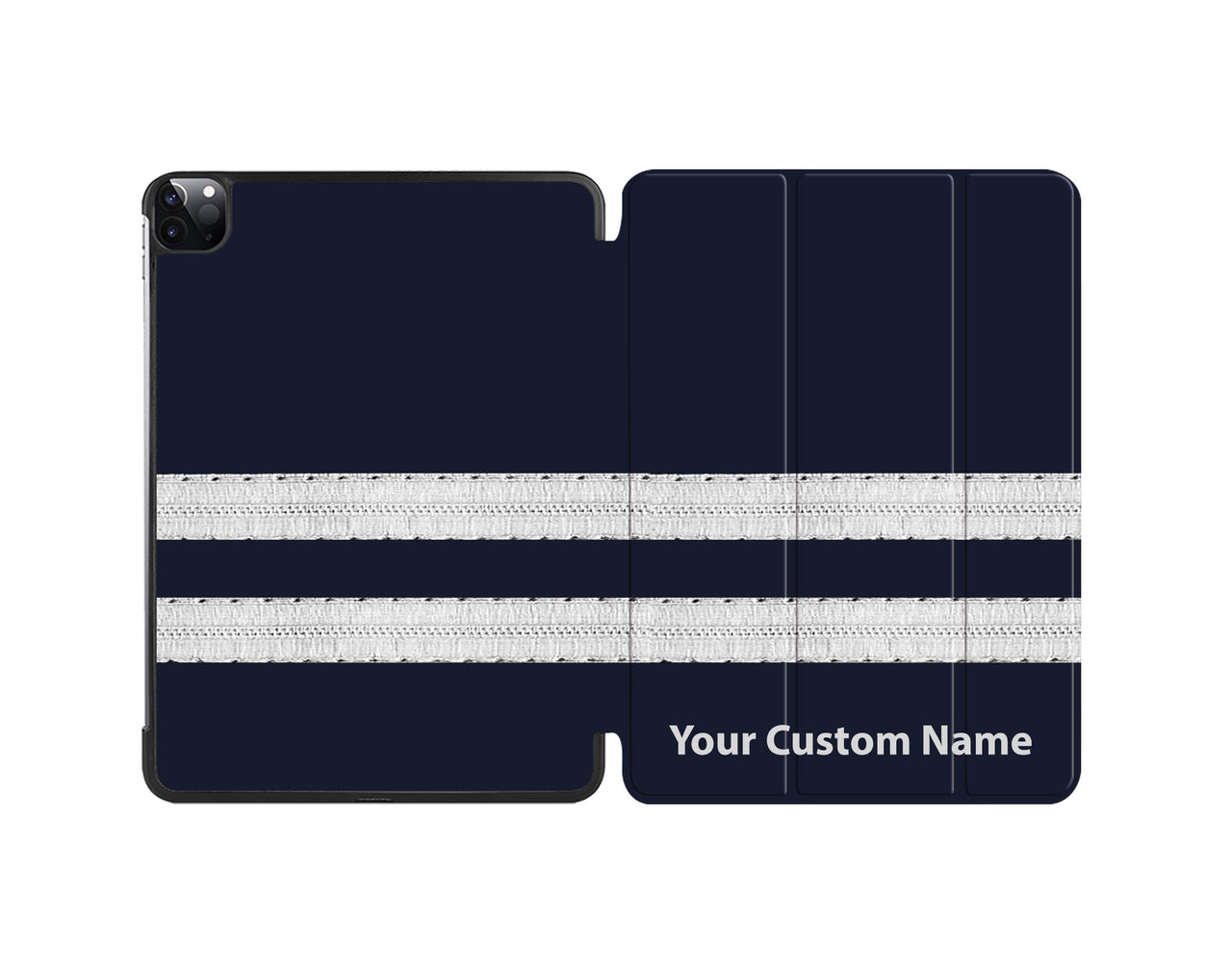 Customizable Silver Pilot Epaulettes (2 Lines) Designed iPad Cases