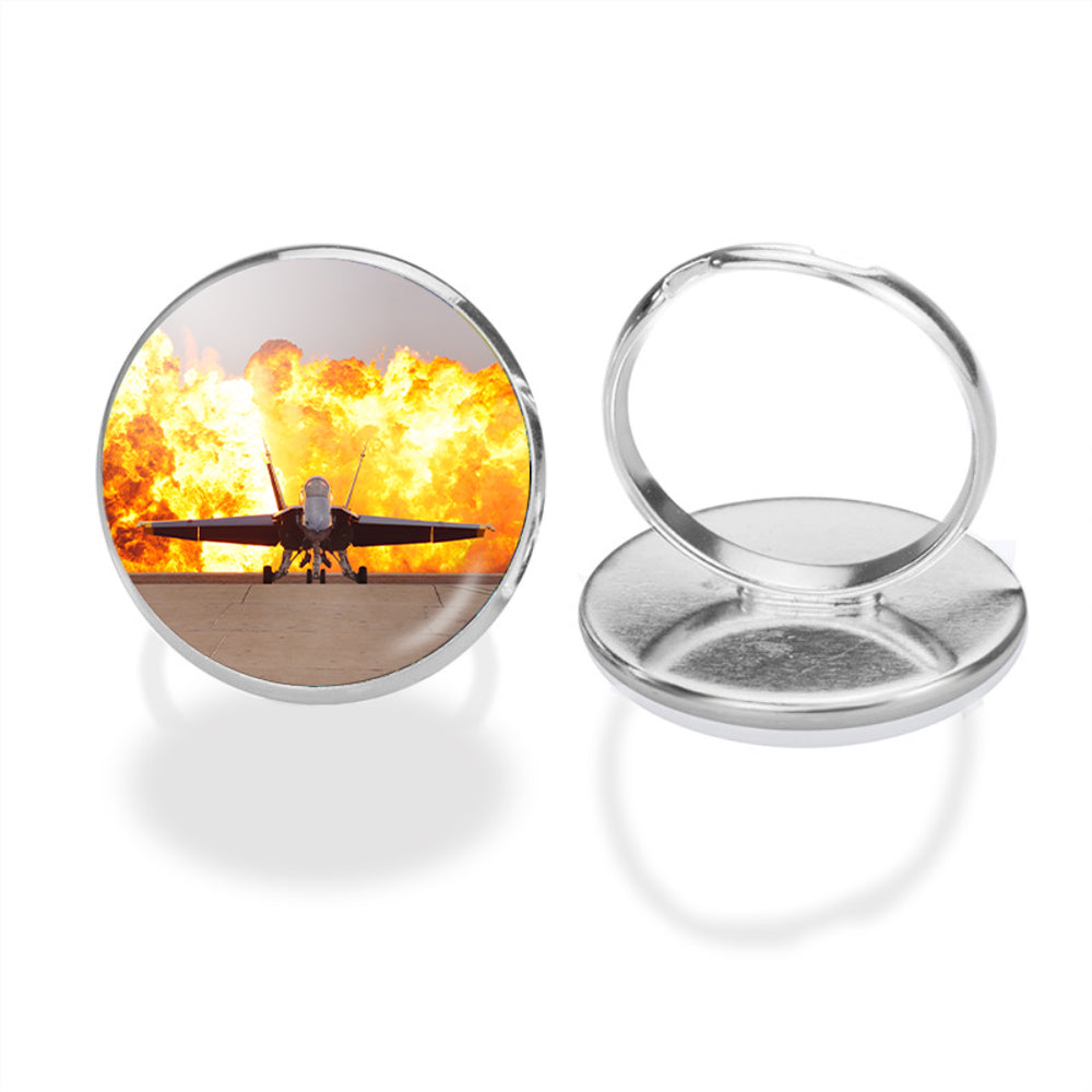 Face to Face with Air Force Jet & Flames Designed Rings
