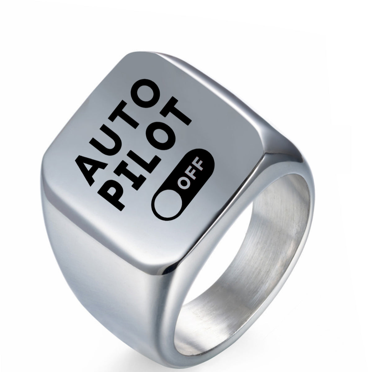 Auto Pilot Off Designed Men Rings