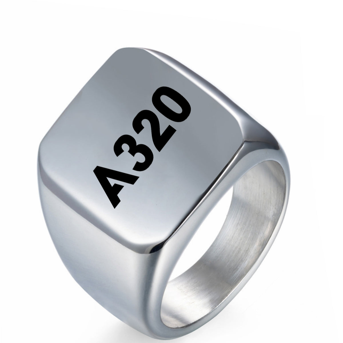 A320 Flat Text Designed Men Rings