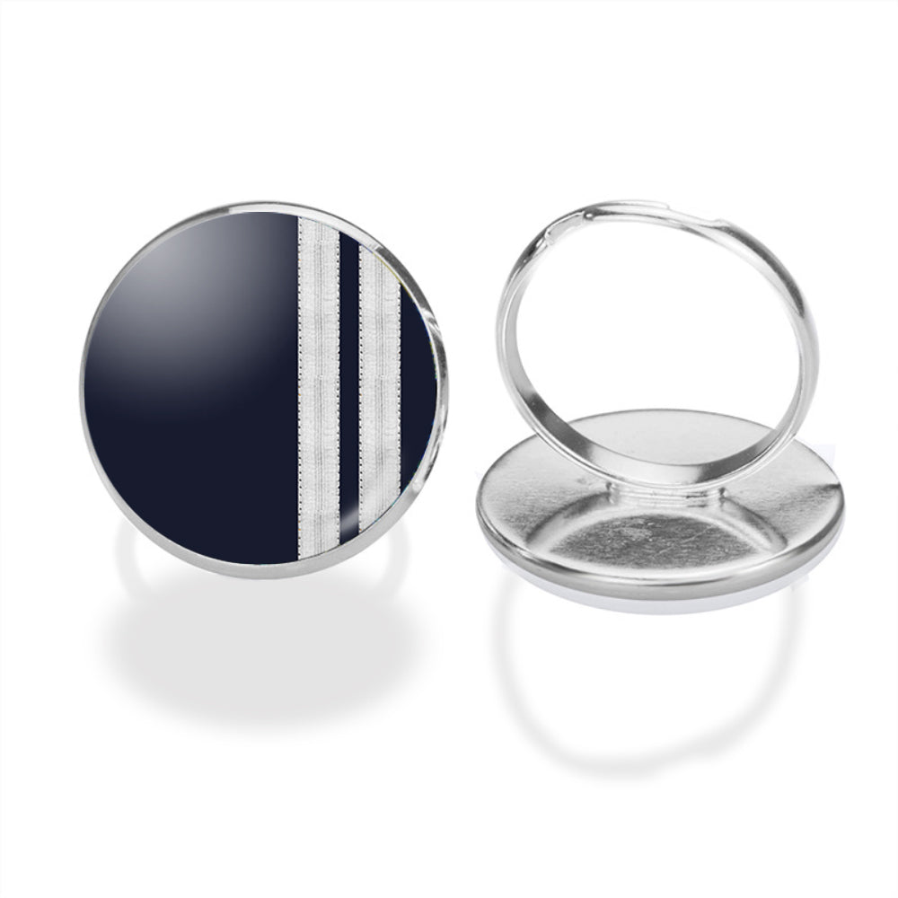 Special Silver Pilot Epaulettes 2 Lines Designed Rings
