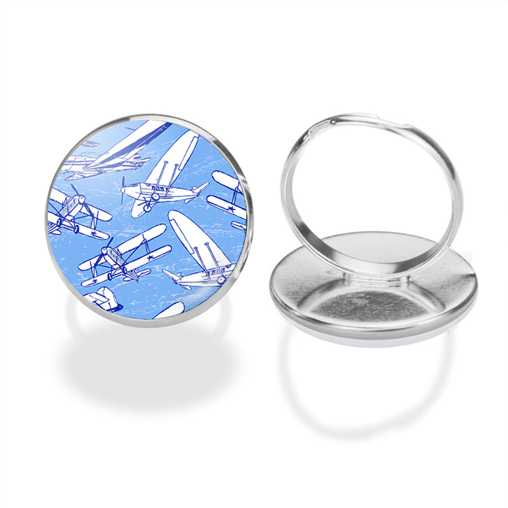 Retro & Vintage Airplanes Designed Rings