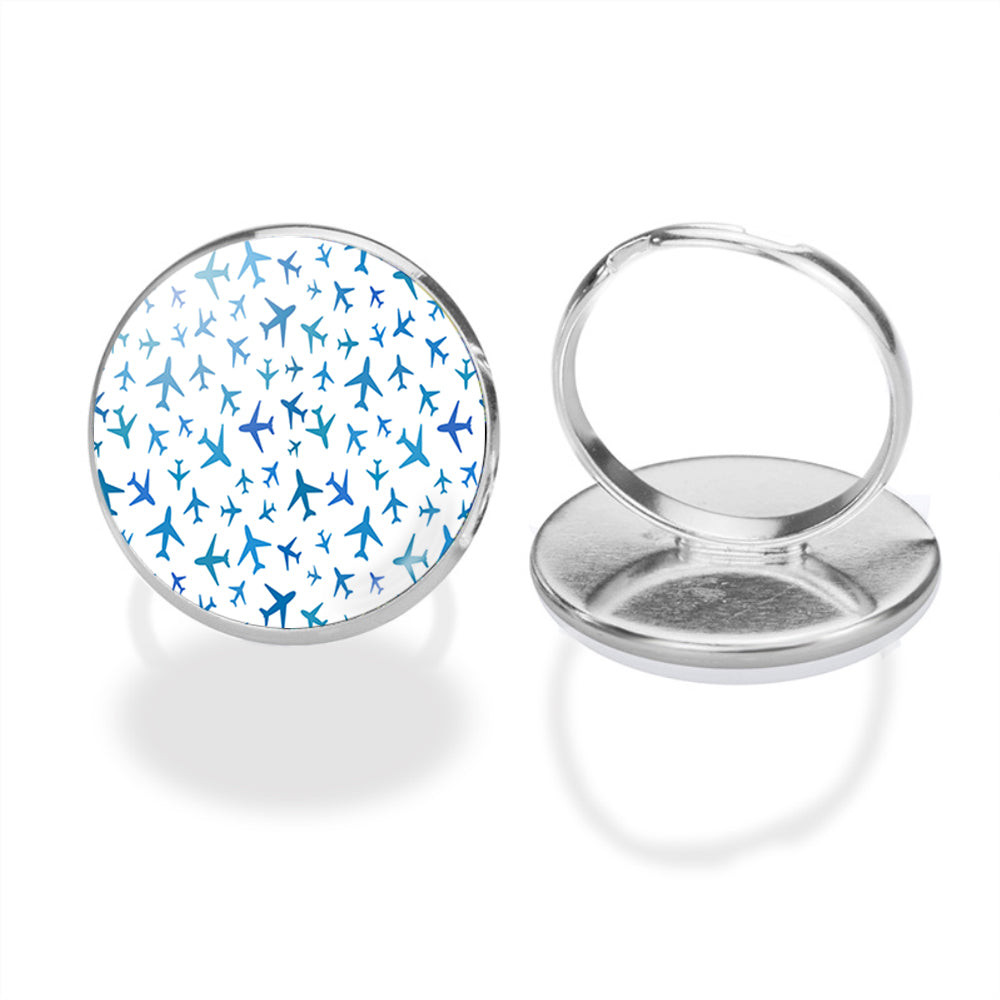 Many Airplanes White Designed Rings