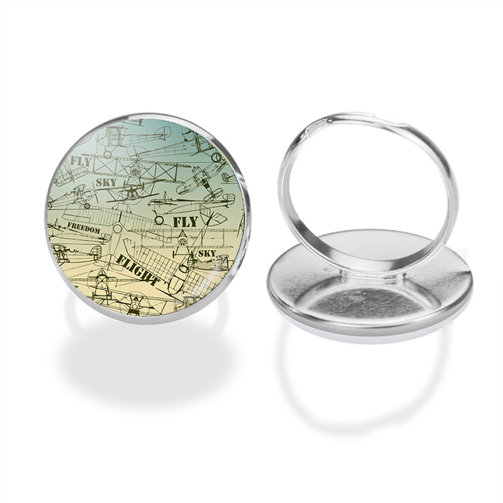 Retro Airplanes & Text Designed Rings