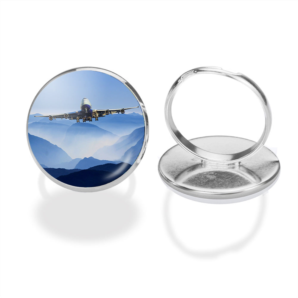 Landing Boeing 747 From Front Designed Rings