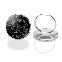 Thumbnail for Paper Airplane & Fly Black Designed Rings