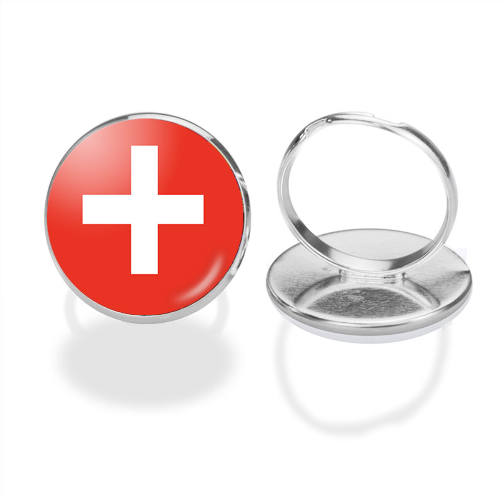 Switzerland Flag Designed Rings