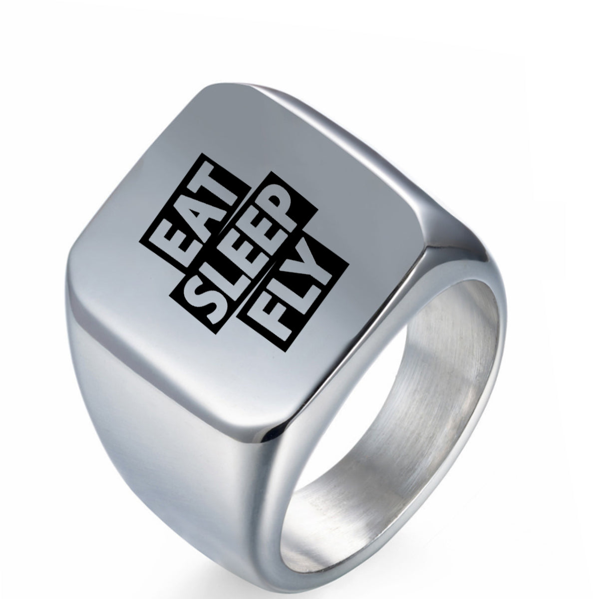 Eat Sleep Fly Designed Men Rings